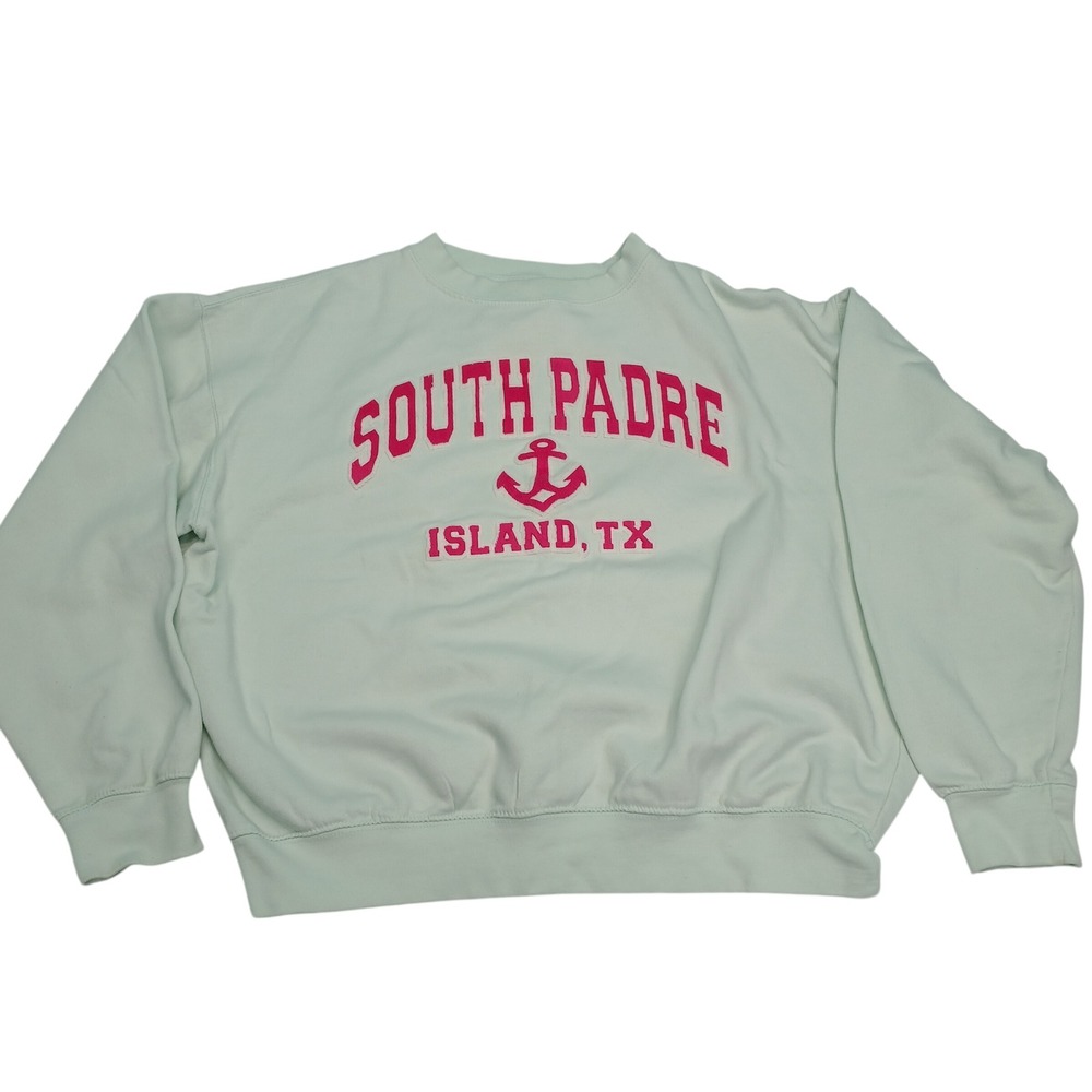 Rag Wear USA South Padre Island TX Anchor Sweatshirt Women's Size L Mint Green